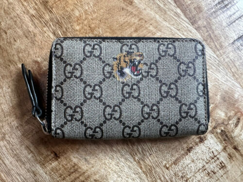 Gucci Bifold Wallet GG Supreme Tiger Beige in Coated Canvas - US