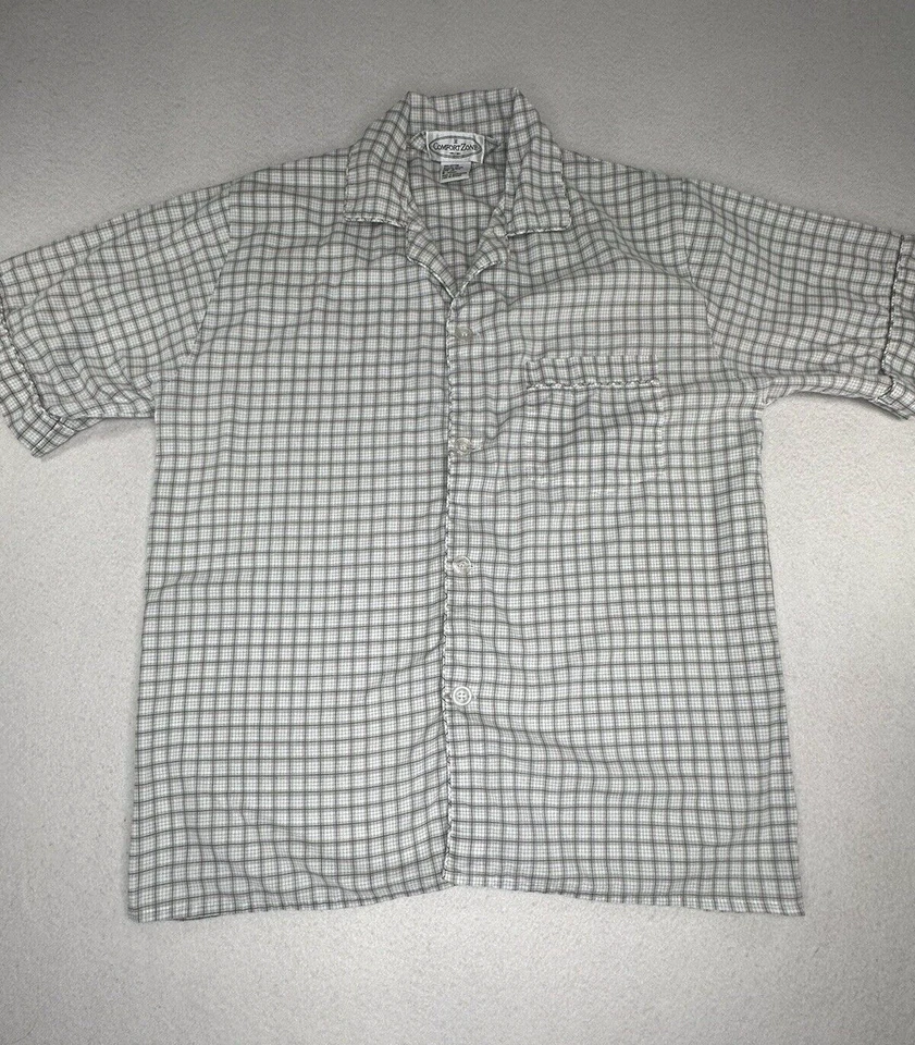 Camisa de pijama con botones Comfort Zone para hombre gris medio a cuadros manga corta M Foto 2 de 4
