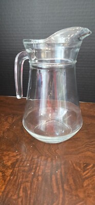 Vintage Clear Glass Pitcher - Luminarc  France - Excellent Condition - 8.25'' 