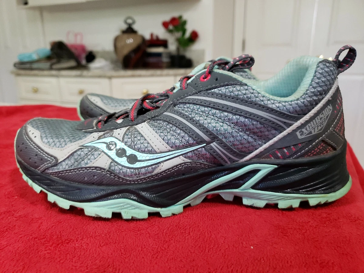 Saucony S15203 4 Excursion TR8 Running Gray teal Athletic Shoes Women s Sz8. EUC