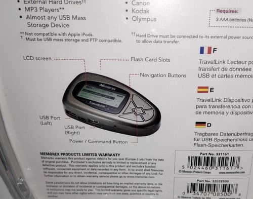 Memorex Travellink USB & Flash Portable Transfer Device Flash To USB USB To USB - Picture 7 of 8