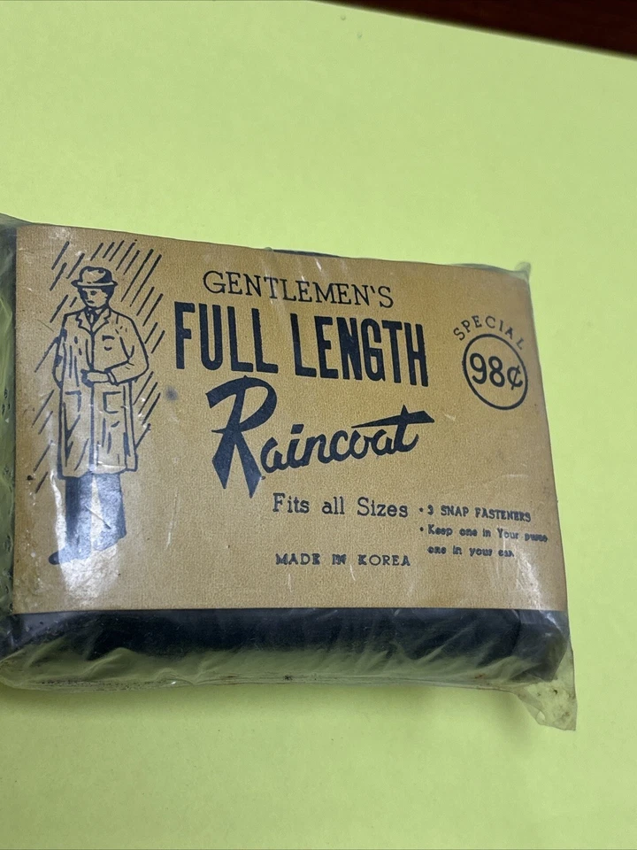 Impermeable compacto vintage para hombre largo completo 3 broches bolsa O/S nuevo Foto 2 de 4