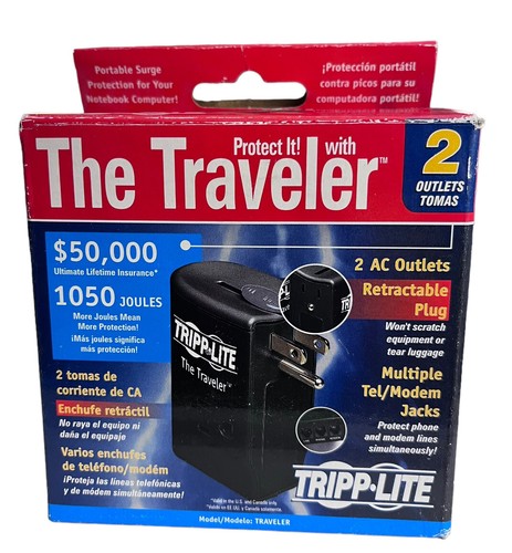 The Traveler Tripp. Lite Portable Surge Protection 2 AC Outlets 1050 Joules New - 第 1/5 張圖片