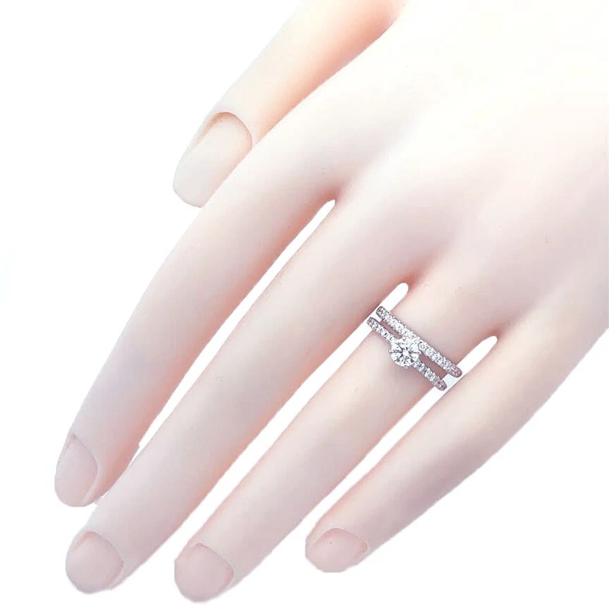 Tiffany & Co. Обручальное или обручальное кольцо комплект платиновый солитер с акцентом и лентой - Изображение 2 из 4