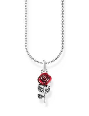 THOMAS SABO Collana Con Ciondolo Rosa Rossa In Argento 925: Gioiello Romantico, Catena Fine, Per Lei - 2