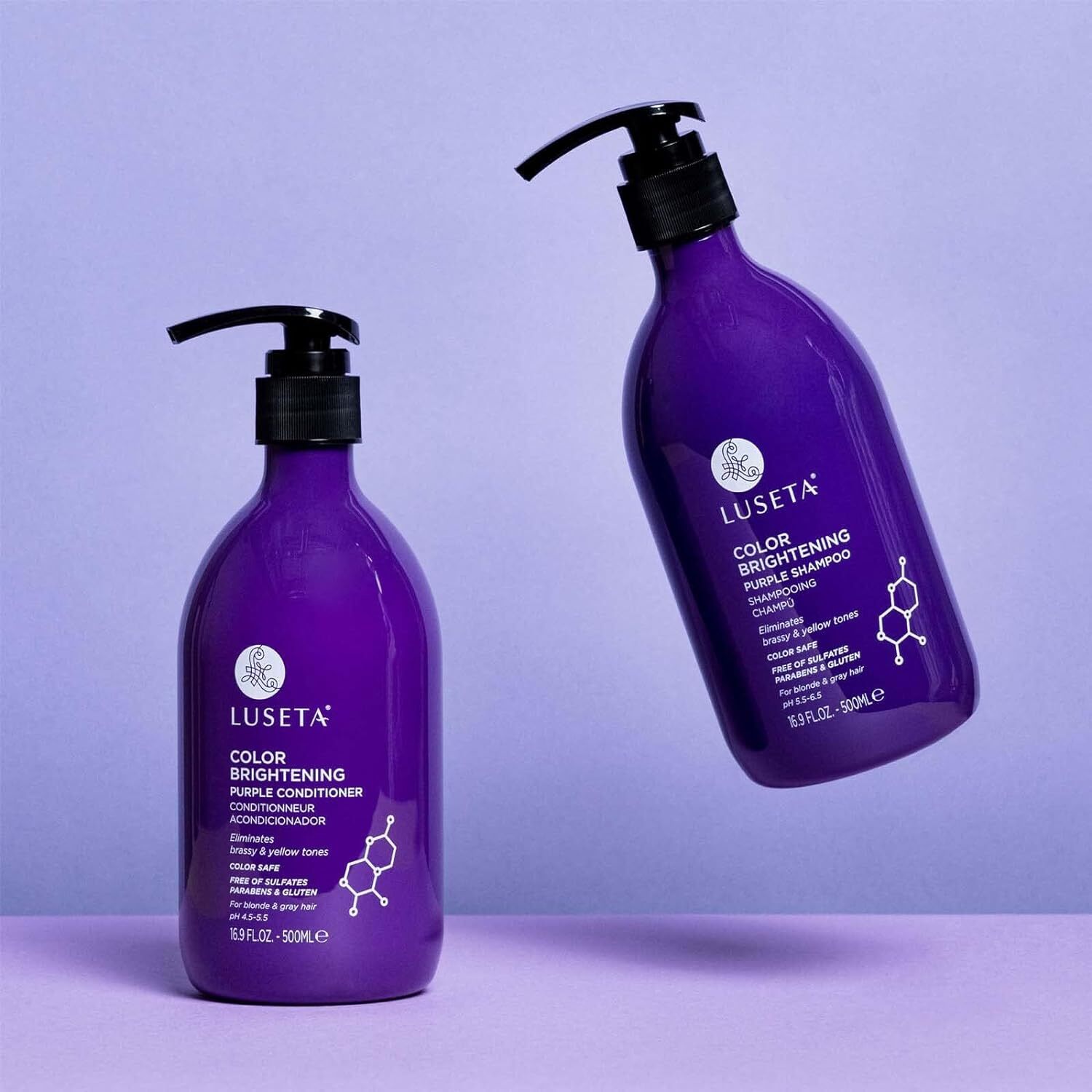 Luseta Purple Shampoo and Conditioner Set for Blonde, Gray - Color Treated Hair 