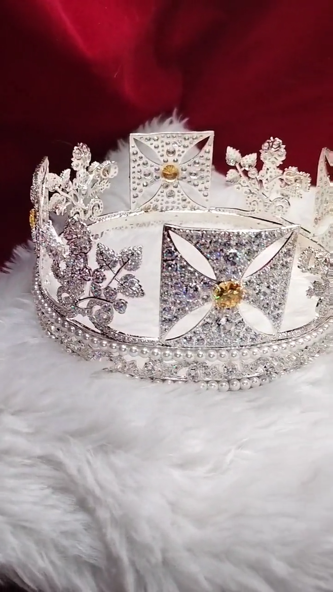 crown様 Vintage Inspired George IV State Diadem CZ Zircon 925 Silver