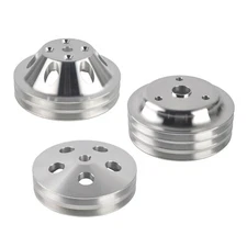 For SBC Chevy 350 LWP Power Steering Water Pump Crankshaft Pulley 2/3 Groove Kit