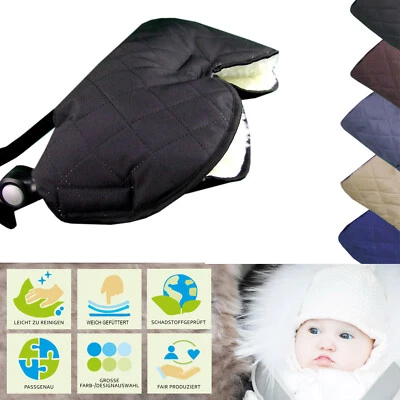 BAMBINIWELT Handschuhe MUFF Handwärmer Handmuff für Kinderwagen Wolle RAUTE
