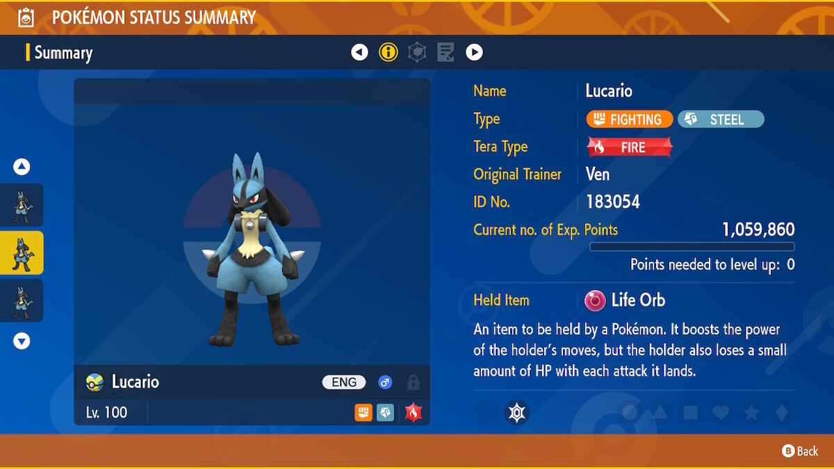 Pokémon Scarlet and Violet ✨SHINY✨ Lucario W/ Best 6IV + Customizable