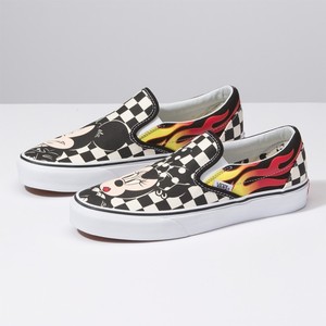 red flame slip on vans