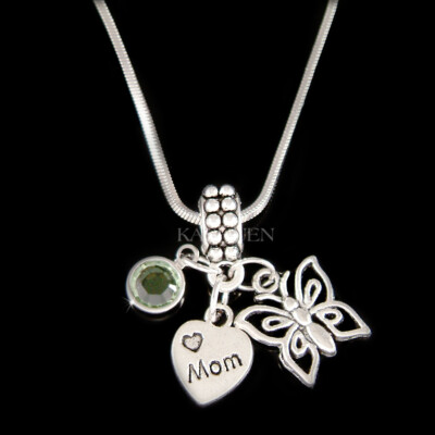 ~Filigree Butterfly Love Mom Dainty Heart Necklace Mother Daughter Memorial Gift