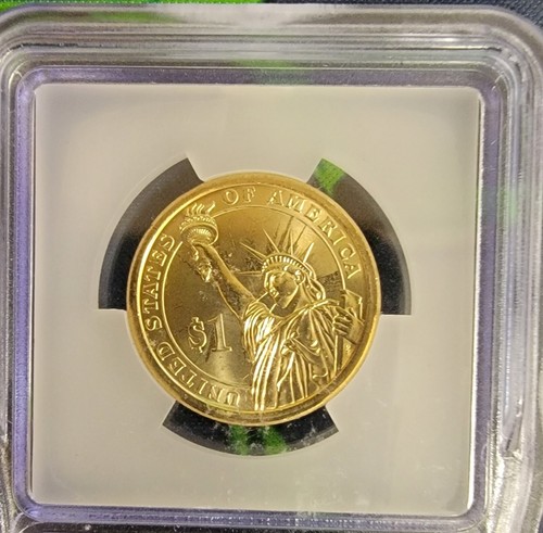 MS65 2007 GW Presidential $1 Missing Edge Lettering - Struck Thru Grease - Picture 2 of 3