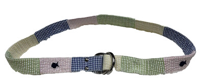 Blue Fish River Maax Belt Patchwork Seersucker D-Ring Preppy Pastel Size Medium