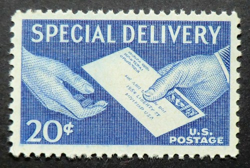 E20 postfrisch 1954 20c Hände & Brief Sonderzustellung schneller Service Umschlag Porto