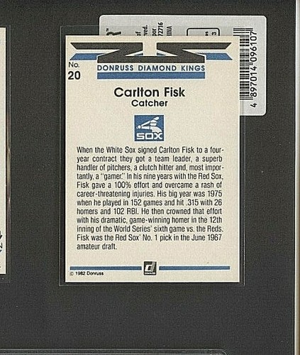 1982 Donruss DK Carlton Fisk Chicago White Sox #20 🚀😳💥 MINT - Picture 2 of 2