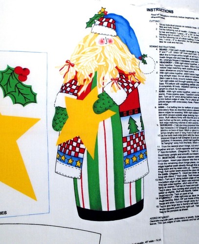 Alma Lynne Santa Cut & Sew Standing Stuffed Decor Cotton Fabric Craft Panel