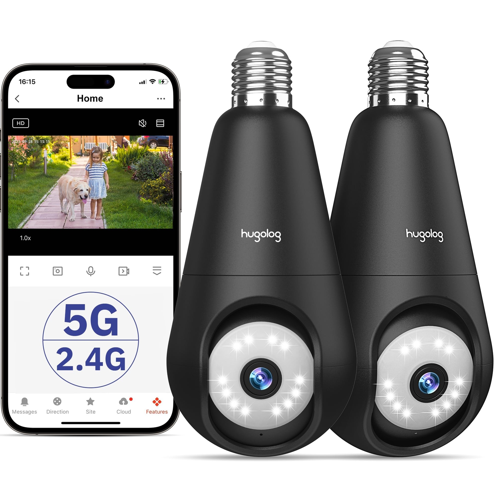 2K 3MP Light Bulb Security Camera 5G& 2.4GHz WiFi, 360° Wireless Outdoor Indo...