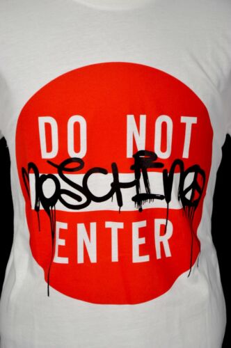 NWT MOSCHINO Couture White 'Do Not Enter' Graphic Lightweight T-Shirt 46  Fits S