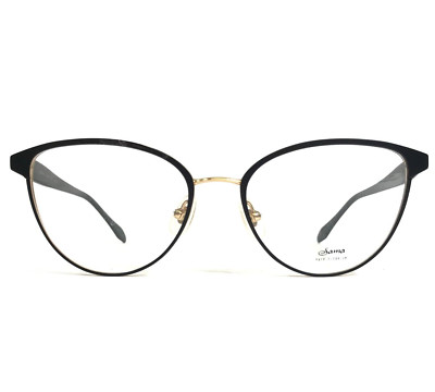Sama Eyeglasses Frames MARTINA BLK/GLD Black Gold Cat Eye Full Rim 53-17-140