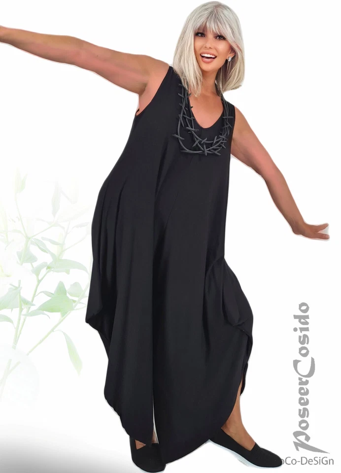 LAGENLOOK Overall Harems-Kleid schwarz 44 46 48 50 52 54 L-XL-XXL-XXXL - Bild 4 von 4