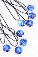 Zodiac Galaxy Necklace with double-sided dome - 16" length