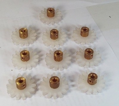 10 x Meccano Mehrzweckgetriebe 14T, 25mm Durchmesser, weißer Kunststoff (Teil 27f)