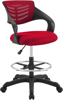 Modway Thrive Drafting Chair Tall Office Chair for Standing Desks Red