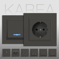 Schalter Steckdosenprogramm Steckdose Steckdosen Lichtschalter KAREA Anthrazit