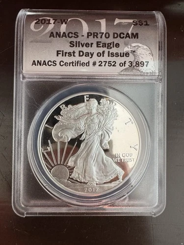 2017 U.S. Mint American Eagle 1 oz Silver Proof ANACS PR70 DCAM Dollar