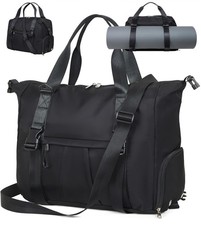 Gym Bag with Yoga Mat Holders, Carry On for Pilates Women Men with Laptop ...
