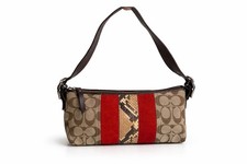 Borsa a tracolla Coach Hampton Signature jacquard marrone rosso scamosciato righe Y2K vintage