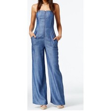 Rachel Roy Strapless Chambray Denim Jumpsuit ...