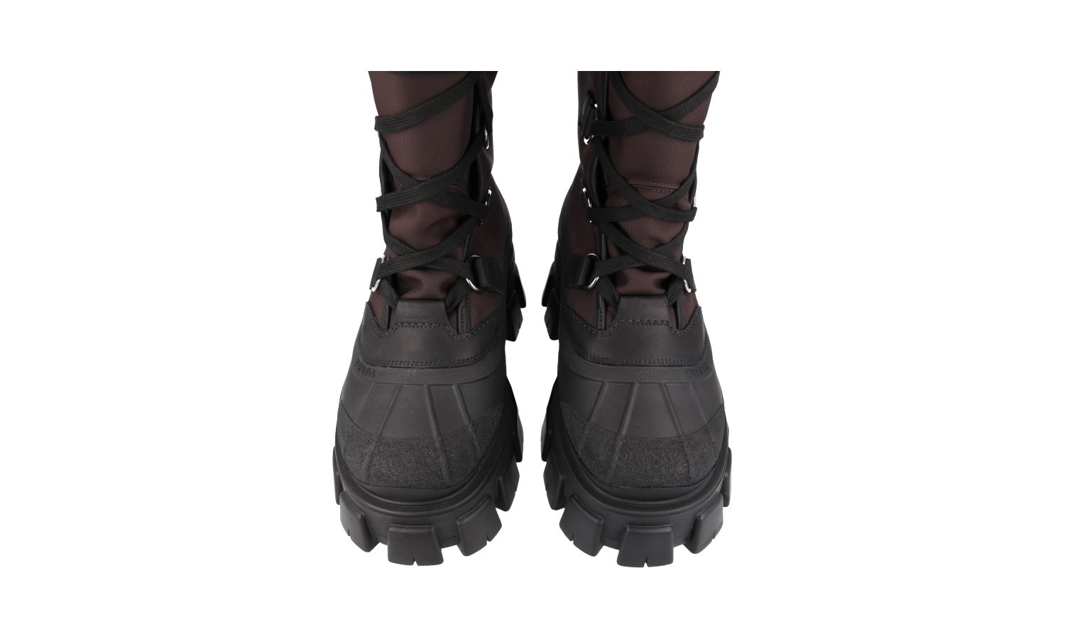 PRADA Monolith SHEEPSKIN Winter Boots - Black Brown - NEW image 10