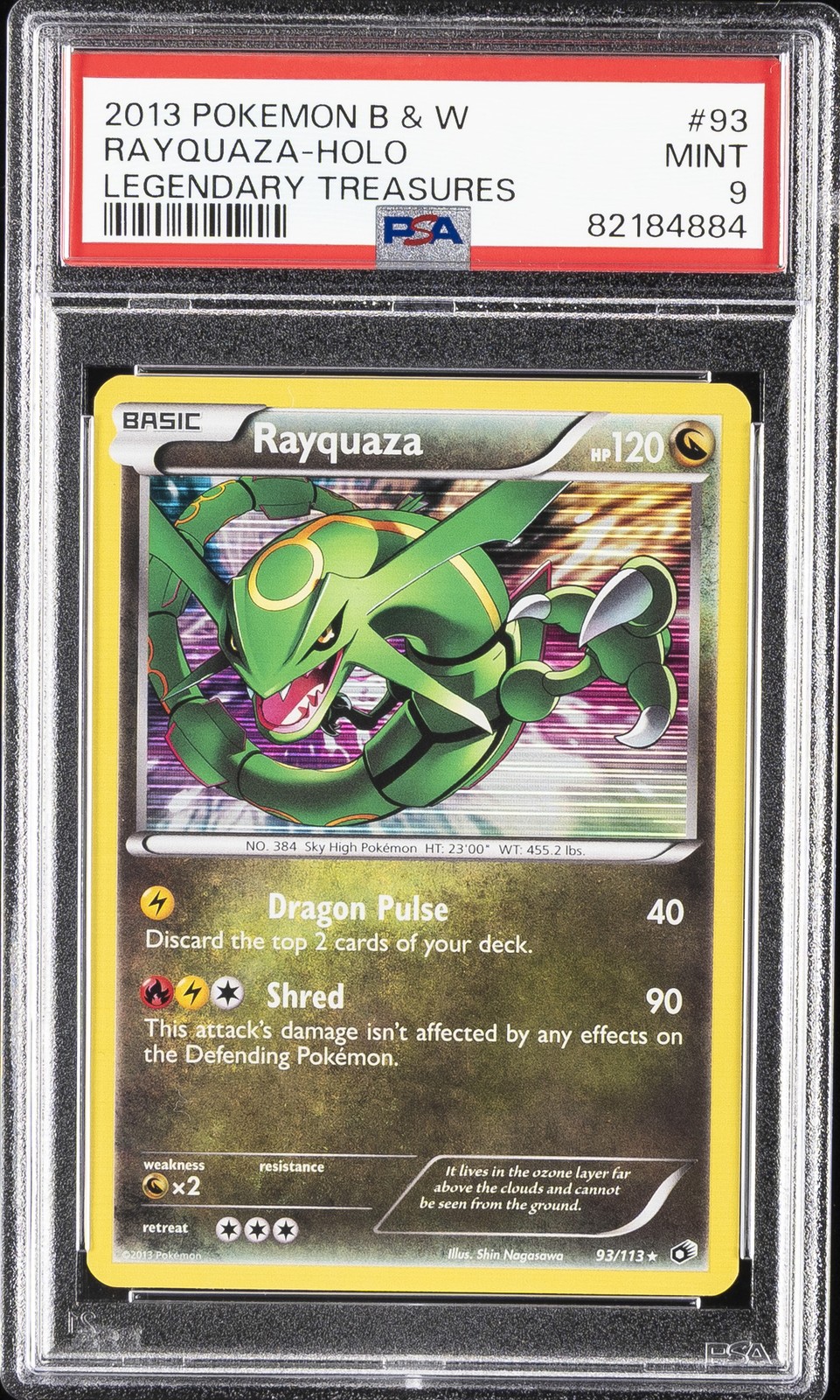 2013 POKEMON BLACK & WHITE LEGENDARY TREASURES #93 RAYQUAZA-HOLO PSA 9
