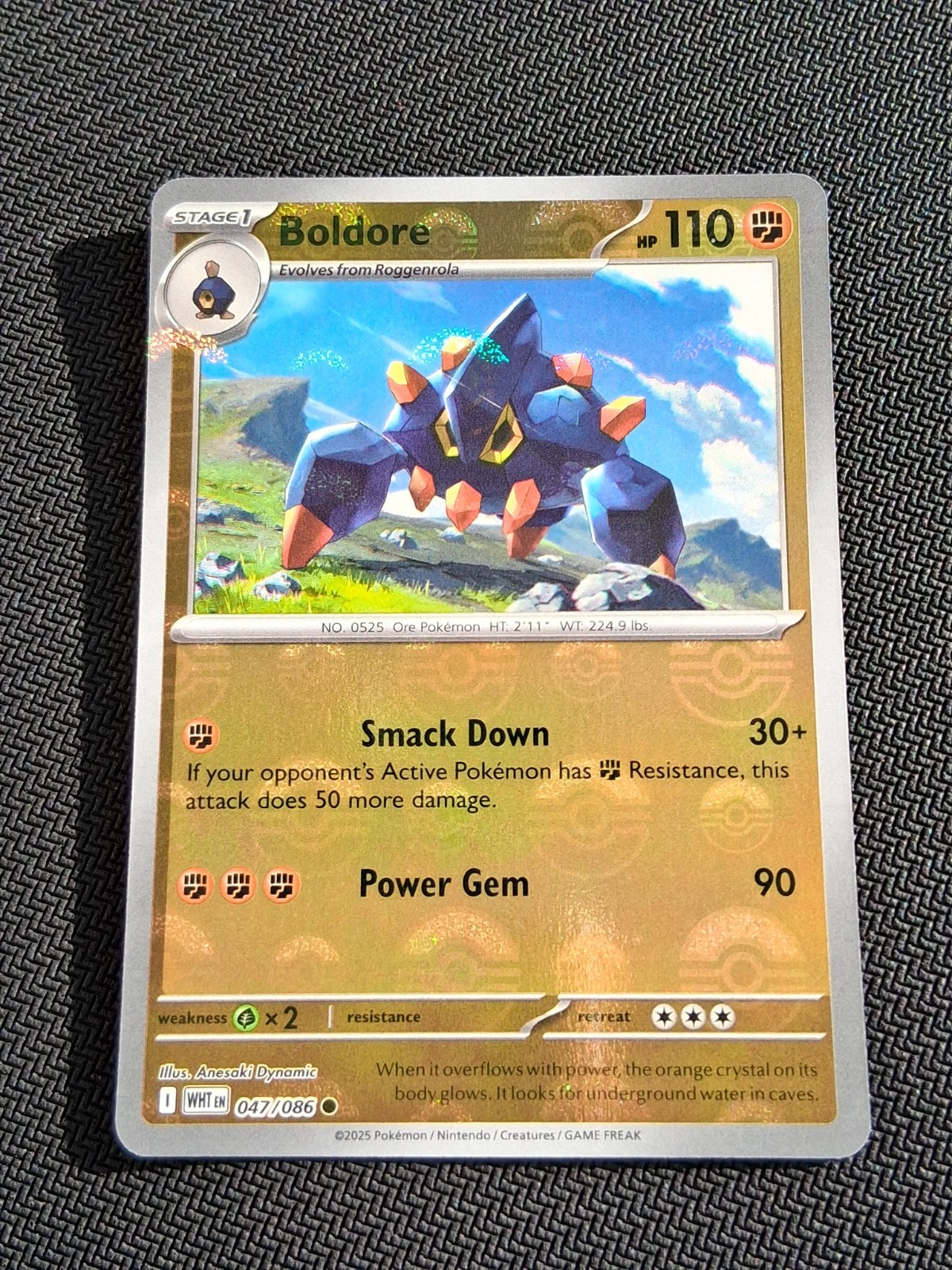 Boldore 047/086 (Pokeball Pattern) White Flare Pokemon Card NEAR MINT NM