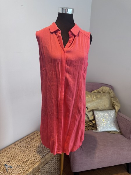Sportsgirl - Orange Sleeveless Shirt/Shirt Dress Size 10 - Excellent Condition