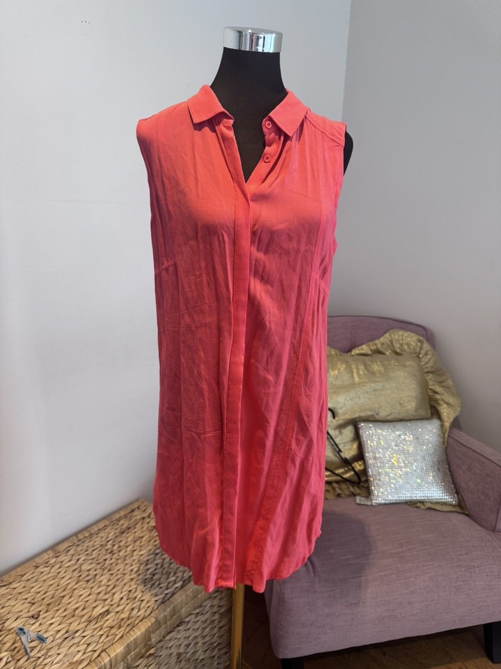 Sportsgirl - Orange Sleeveless Shirt/Shirt Dress Size 10 - Excellent Condition