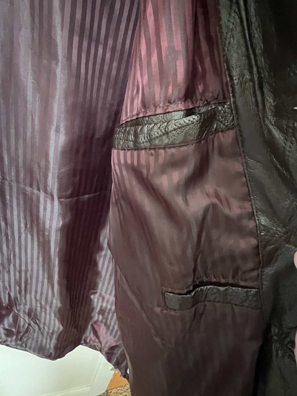 Vintage Patchwork Long Leather Jacket Haband Exec… - image 5