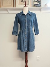 Vintage Moda International Denim Mini Dress Womens 10 Button Down Shirt Dress