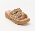 Alegria Raffia Adjustable Buckle Slide Sandals - Oona Fancy Gold 39 New