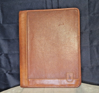 Hartmann Brown Leather Portfolio Pad Folder Project Planner Notebook by Lombardo
