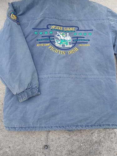 Rara giacca vintage anni 90 NUTMEG by Campri NOTRE DAME combattimento cotone irlandese L bomber - Foto 10 di 13