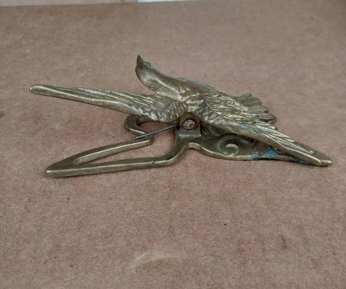 Vintage Brass Bird Paper Clip Spring Action Hanging Desk Note Holder - Picture 4 of 7