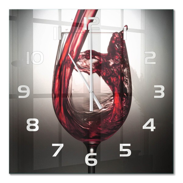 Quadratische Wanduhr Glasuhr Aus GehäRtetem Glas Rotwein WeißE Zeiger 60X60 Cm-image