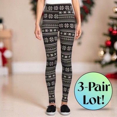 Time & Tru WOMEN'S XL (16-18) Fair Isle Holiday Super Stretch Ankle Leggings NWT