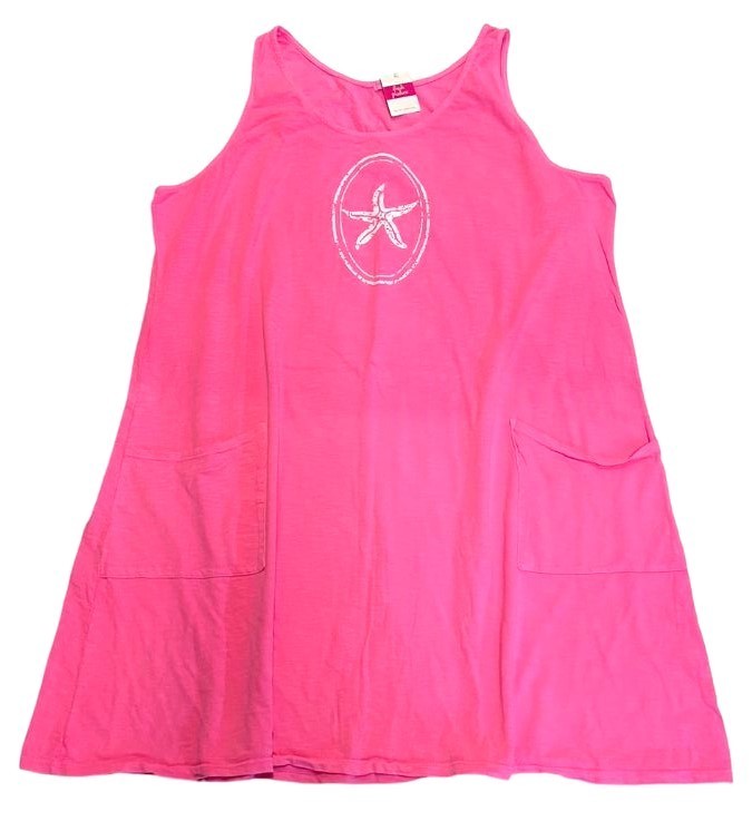 Fresh Produce 2x cosmos pink drape starfish $75 cotton jersey tank dress  nwt | eBay