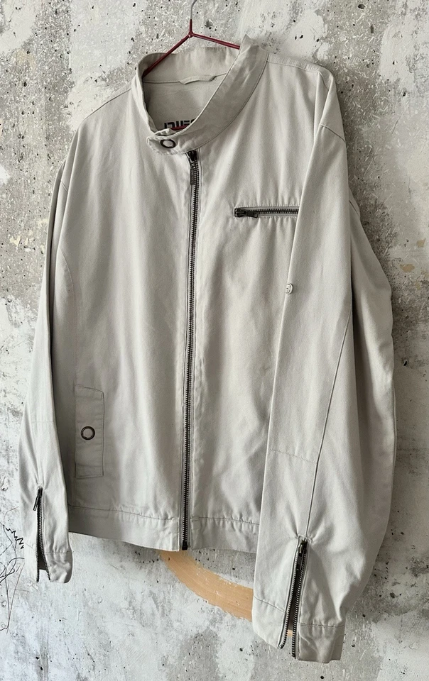 90S Diesel Beige Motorcycles Biker Jacket Size L Y2K STYLE AVANTGARDE OPIUM - Image 3 of 4