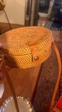 Woven Wicker Handbag Purse With Shoulder Stra...