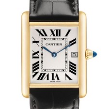 Cartier Tank Louis Silver Roman Dial Yellow Gold Mens Watch W1529756